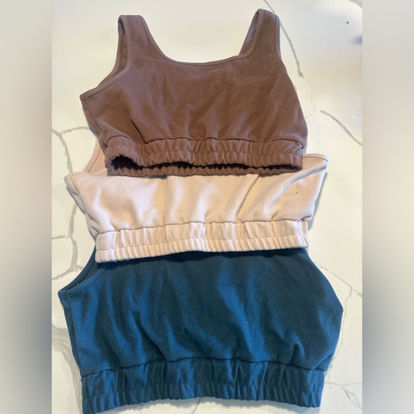 Brown, Cream, and Blue Crop Tops - Picture 1 of 5